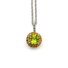 Sterling Silver Ladies Citrine and Peridot Pendant