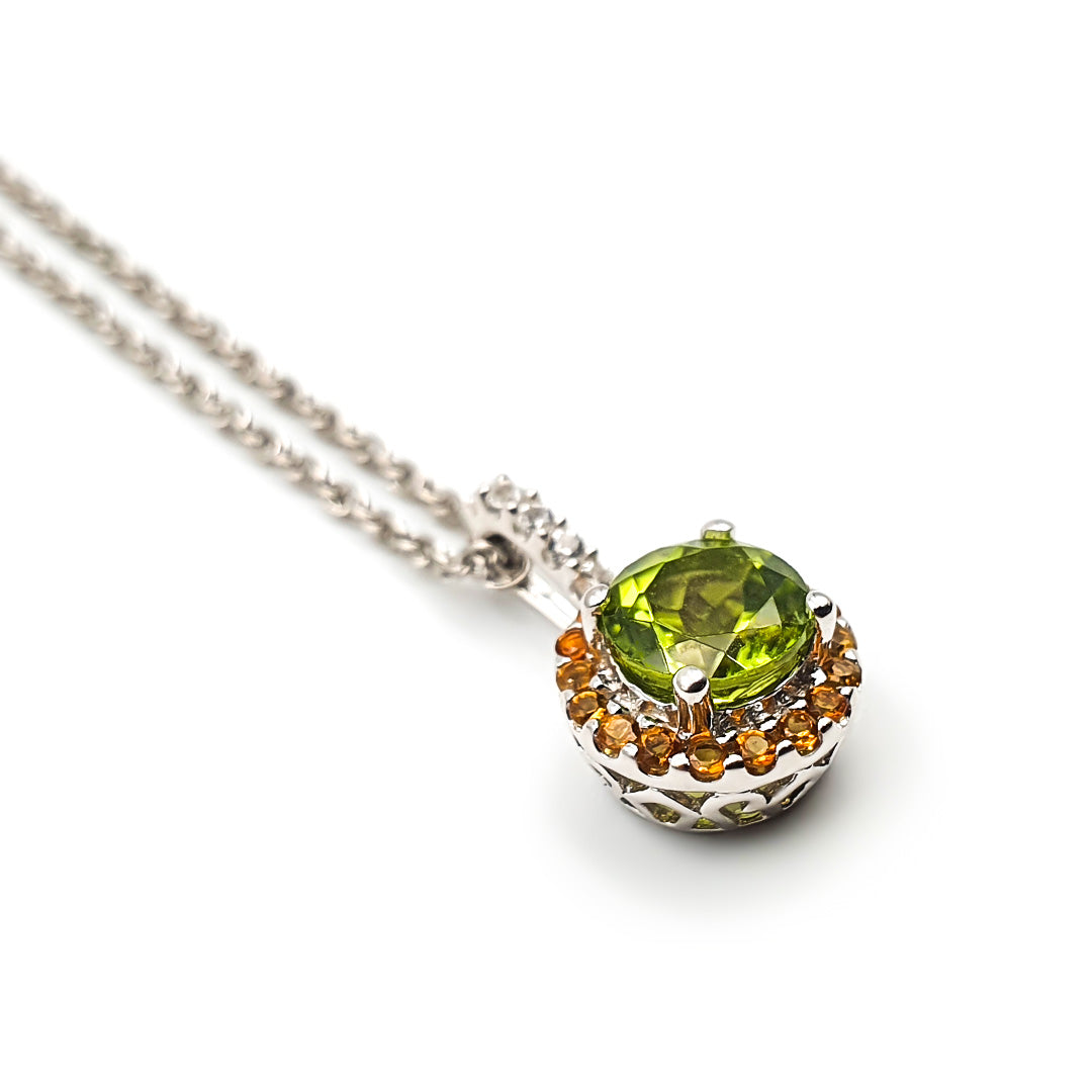 Sterling Silver Ladies Citrine and Peridot Pendant