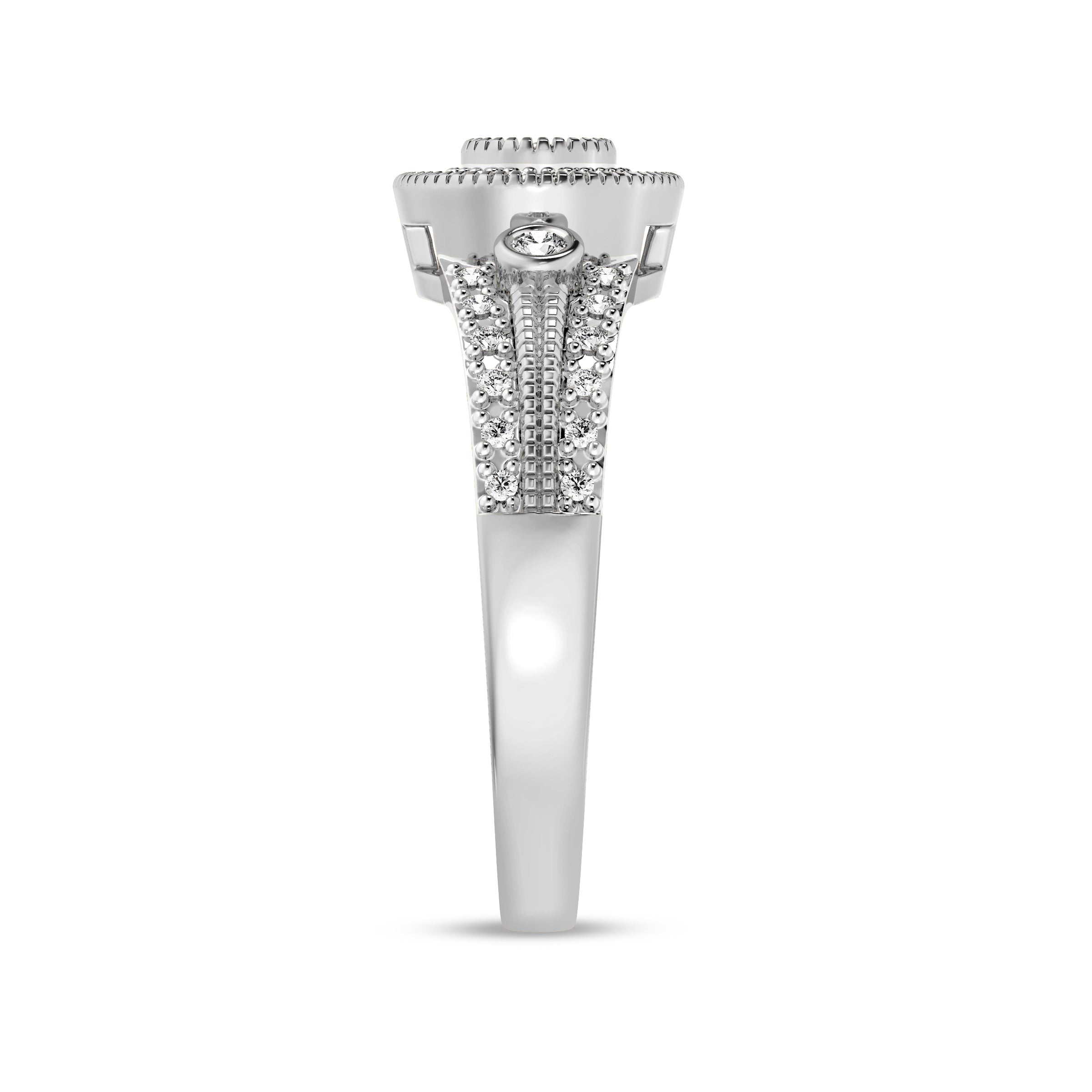 9ct Rose Gold Ladies Diamond Cluster Engagement Ring - 639JWR - WG