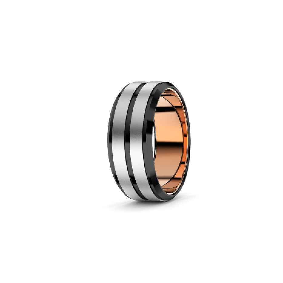 Legend Tungsten Carbide Grey & Rose Single Groove Band