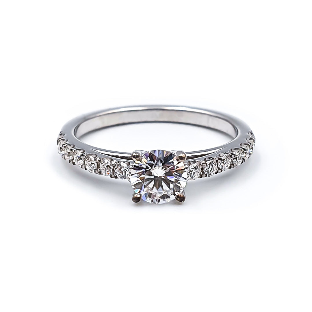 9ct White Gold Ladies 0,50ct Round Moissanite Accented Engagement Ring The_Diamond_box_South_Africa