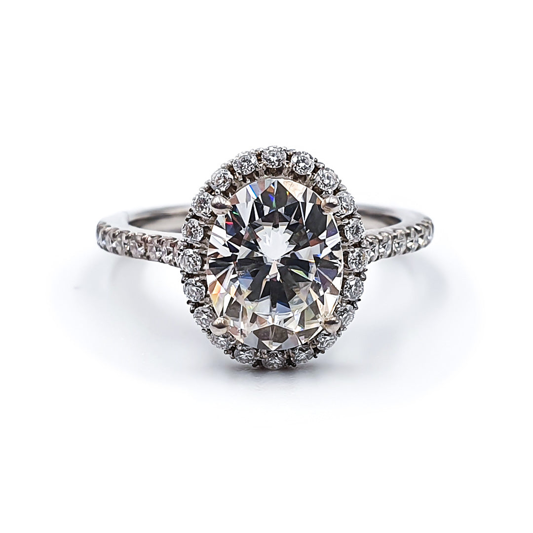 9ct White Gold Ladies 2,00ct  Oval Moissanite Halo Engagement Ring The_Diamond_box_South_Africa