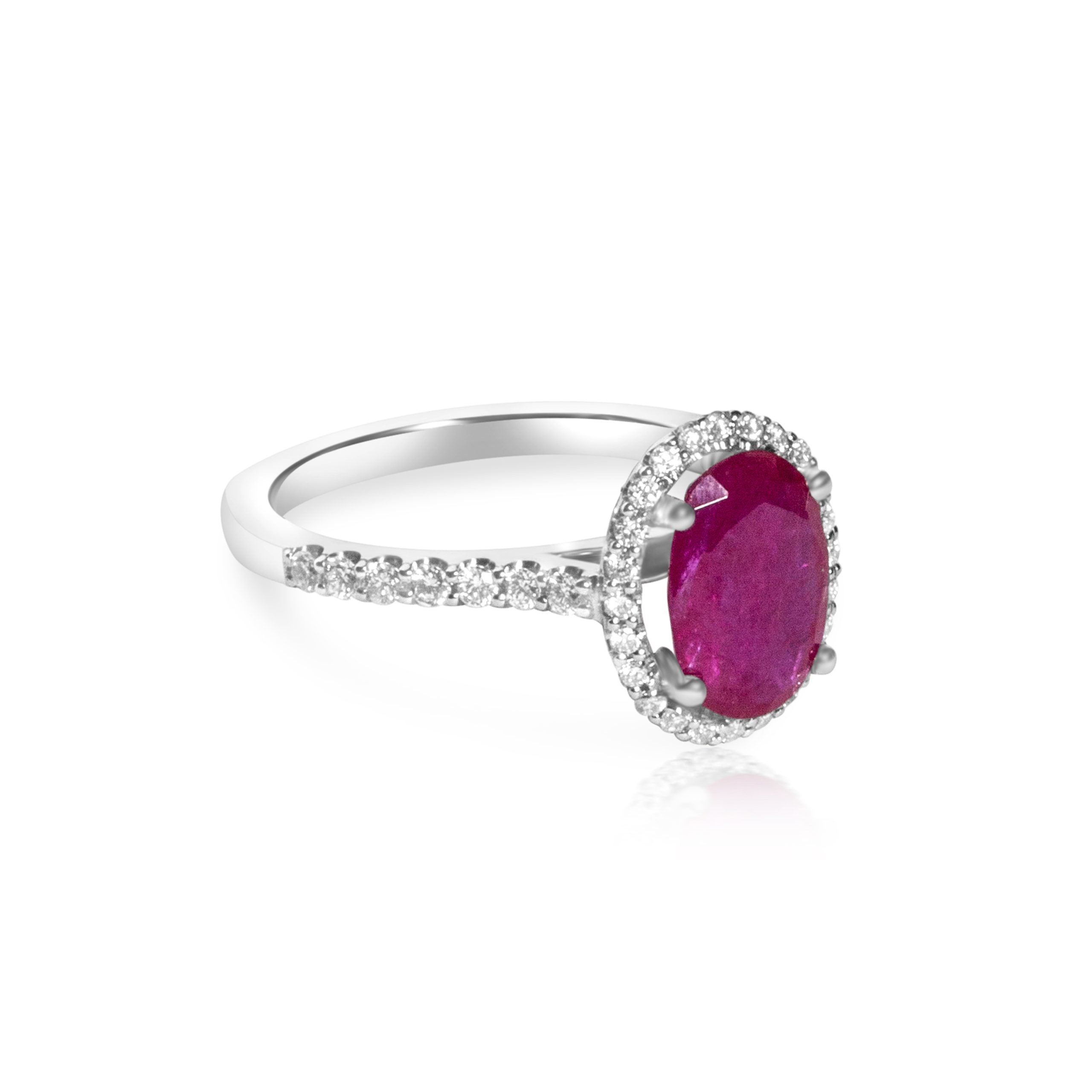 9ct White Gold Ladies Oval Halo Ruby and Diamond Engagement Ring - 1102795 The_Diamond_box_South_Africa