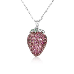 9ct White Gold Ladies Strawberry Tourmaline pendant - 1400021